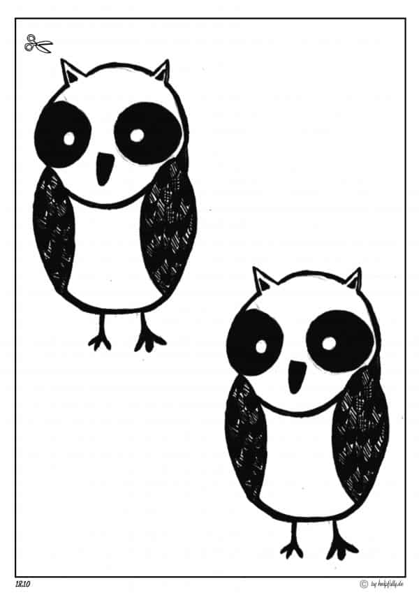  Papiervorlage "2 Eulen" (s/w) Motiv 