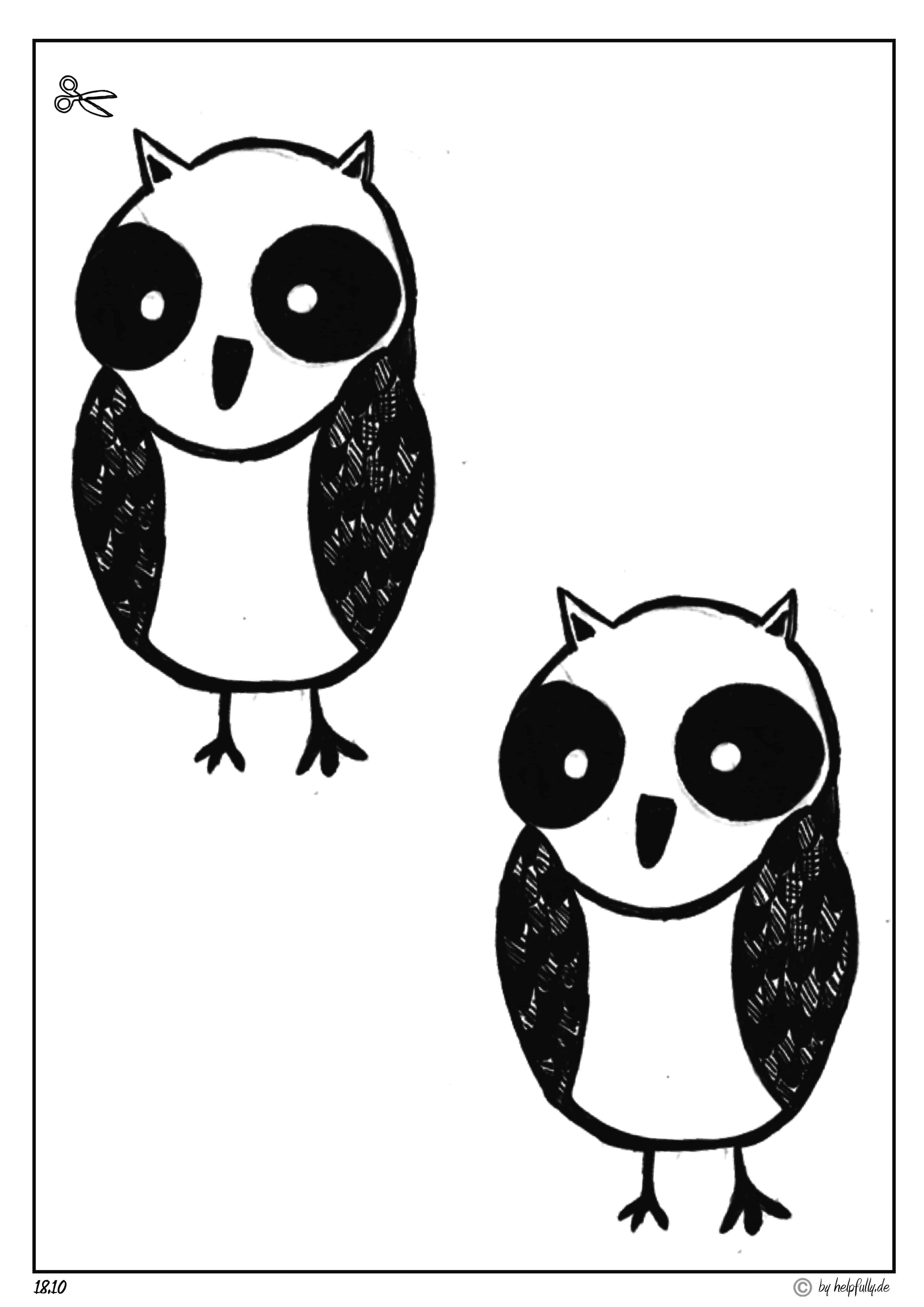  Papiervorlage "2 Eulen" (s/w) Motiv 
