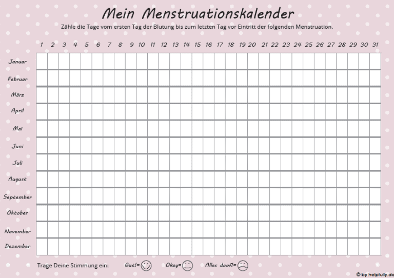 Mein Menstruationskalender "Punkte" (rosa/weiss)