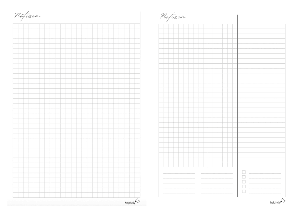  Notizen - Karoblätter "Mix" (2-seitige Vorlage) als PDF ausdrucken Illustration 