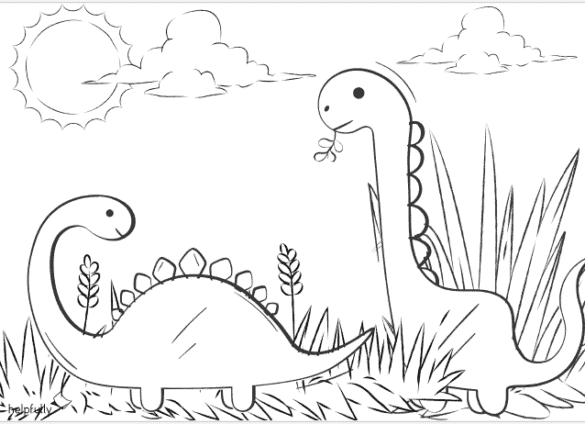 Ausmalbilder "Süße Dinos" (8-seitige Vorlage) Gratis-PDF - helpfully.de