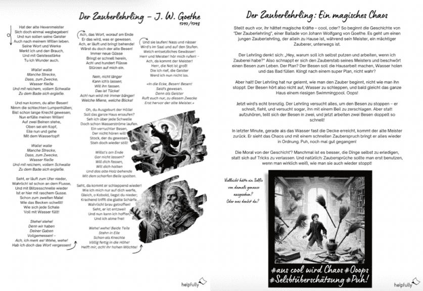 Der Zauberlehrling Text Zum Ausdrucken Deutsch Der Zauberlehrling von Goethe - Text, Bilder & coole Kurzinterpretation
