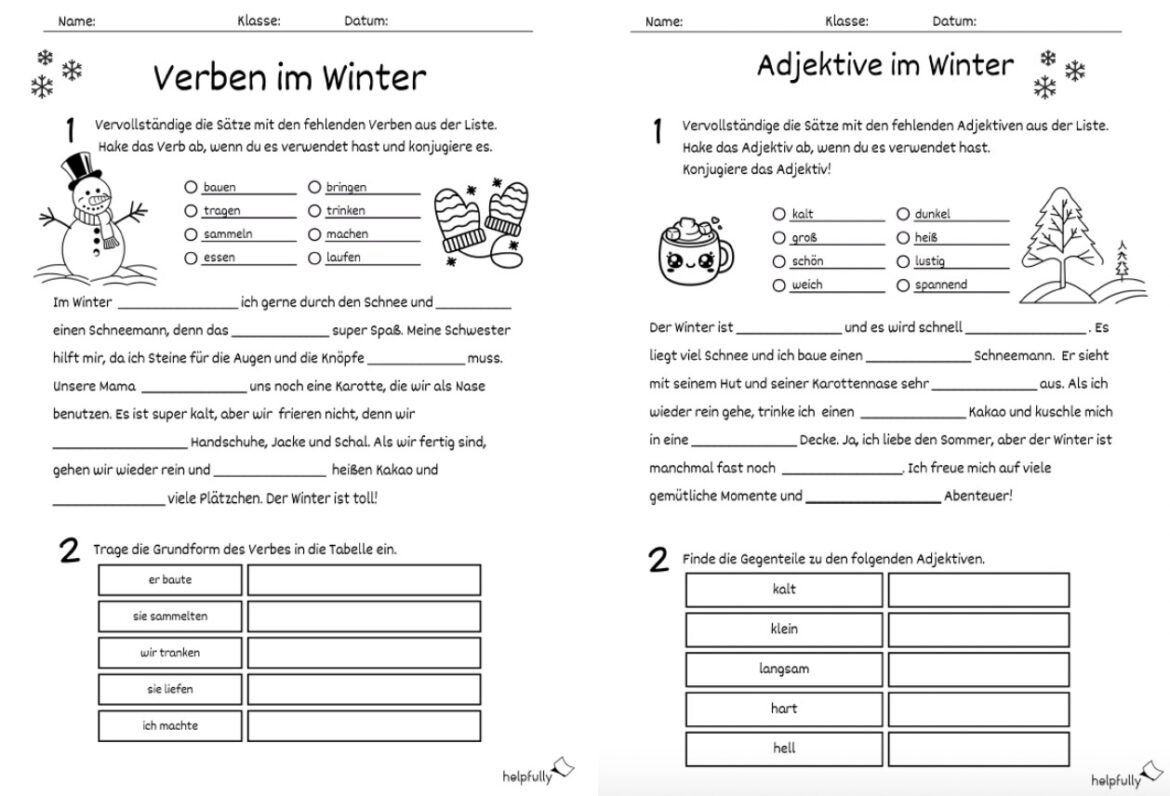 Nomen Verben Adjektive übungen Zum Ausdrucken Kostenlos www.helpfully.de