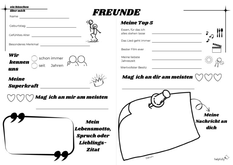 Freundebuch Sprüche Das Wünsche Ich Dir Freundebuch-Seite für Erwachsene "Freunde" gratis - helpfully.de