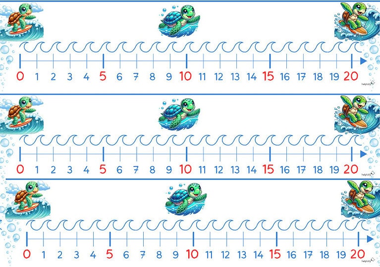 Zahlenstrahl "0-20" Gratis-Vorlage ausdrucken - helpfully.de