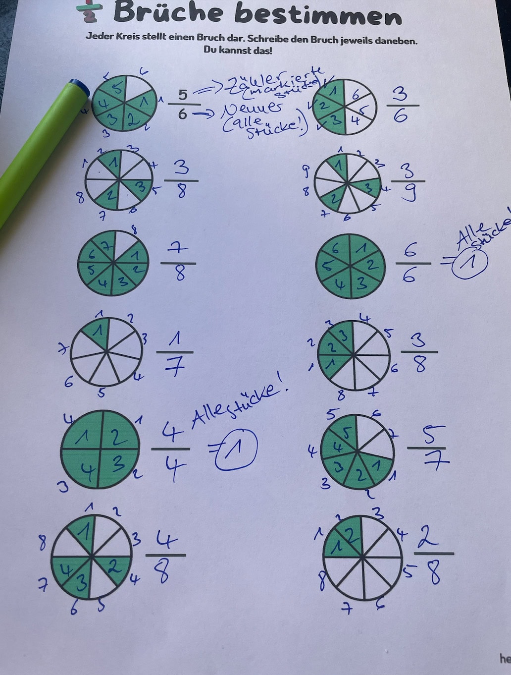 Brüche bestimmen - Mathe Arbeitsblätter gratis PDF - helpfully.de