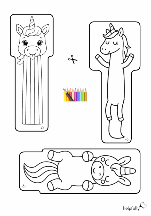 Bastelvorlage für süße Lesezeichen "Einhorn" gratis - helpfully.de