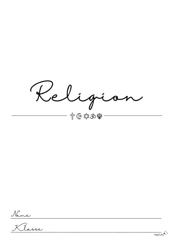 Deckblatt Religion zum Ausdrucken als Gratis-Vorlage