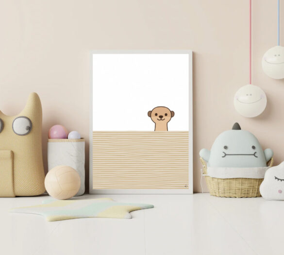 Wandbild mit Erdmännchen zum Ausdrucken fürs Kinderzimmer
