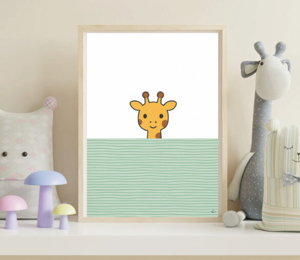 Zuckersüßes Wandbild fürs Kinderzimmer mit Giraffe als Vorlage zum Ausdrucken