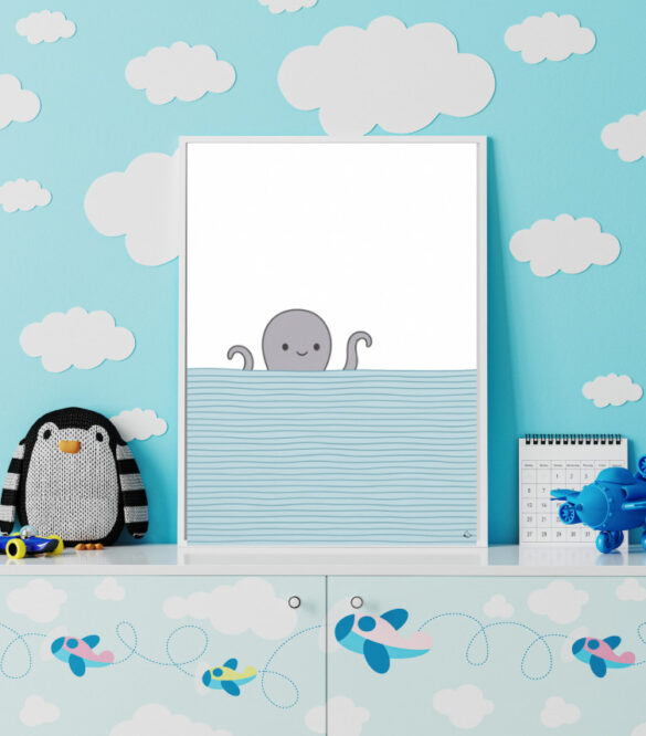 Süßes Wandbild fürs Kinderzimmer mit Krake