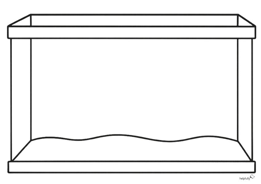 Ausmalbild mit leerem Aquarium Becken zum Ausmalen als Gratis Vorlage