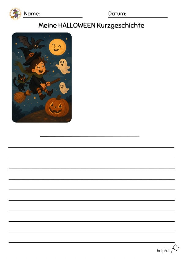 arbeitsblatt mit bild für kurzgeschichte halloween im deutschunterricht ohne aufgabenstellung
