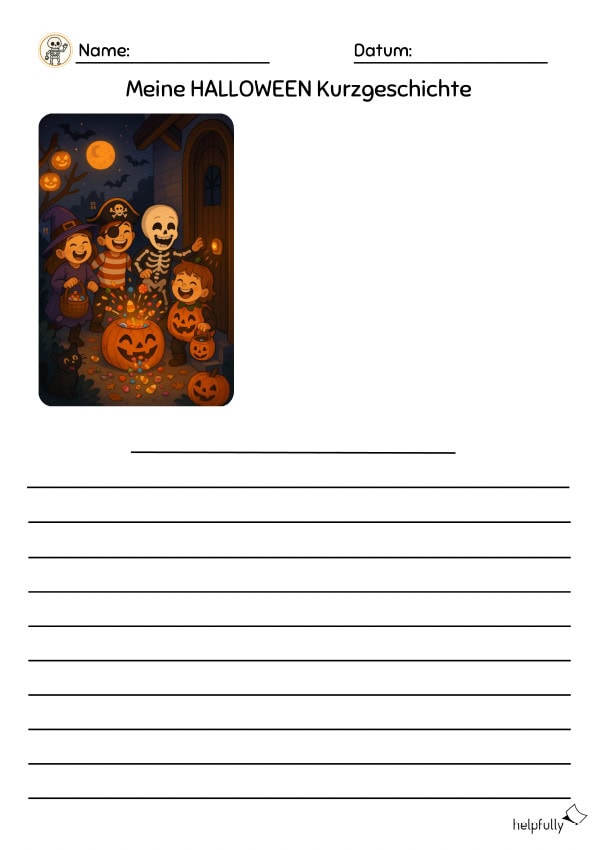 arbeitsblatt mit bild für kurzgeschichte halloween im deutschunterricht ohne aufgabenstellung