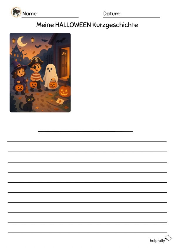 arbeitsblatt mit bild für kurzgeschichte halloween im deutschunterricht ohne aufgabenstellung
