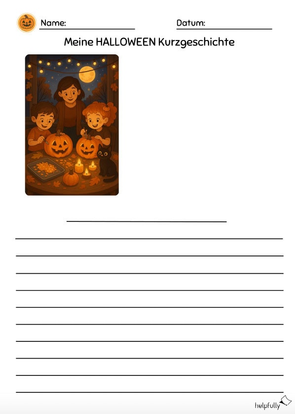 arbeitsblatt mit bild für kurzgeschichte halloween im deutschunterricht ohne aufgabenstellung