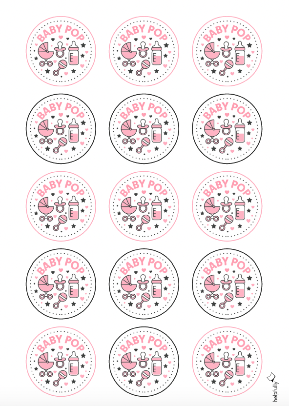 rosa Sticker für die Babyparty zum Verzieren von süßen Geschenken BABY POP