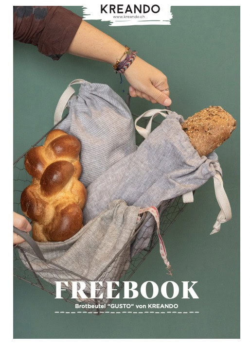 Brotbeutel aus Stoff selber nähen mit der gratis Anleitung zum Downloaden