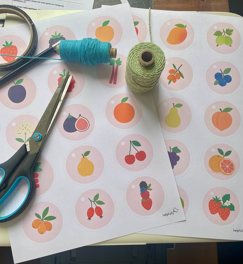 Schöne Etiketten zum Ausdrucken mit Früchten