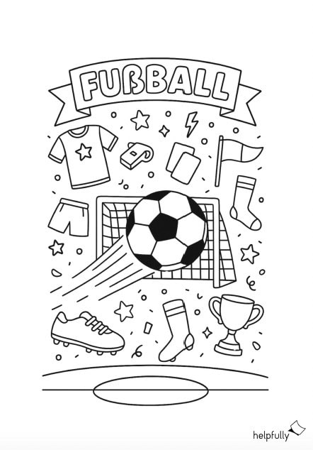 Malvorlage mit coolen Fussball Motiven für Kinder