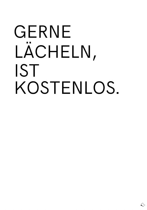 Positives A4 Poster zum Ausdrucken mit Spruch Gerne Lächeln, ist kostenlos