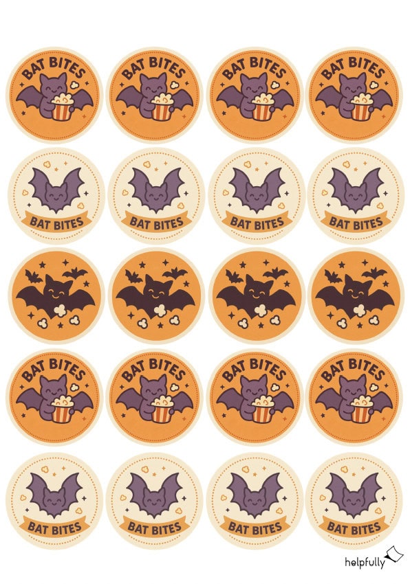 Bat Bites Sticker für Halloween Treats und Popcorn