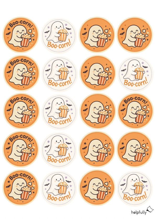 Popcorn Sticker für Halloween Treats