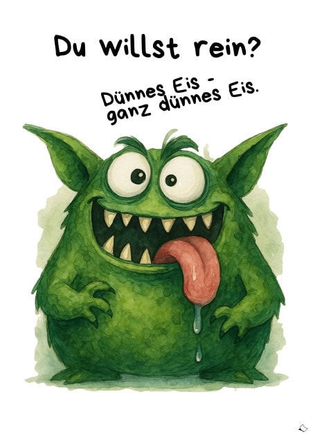 Lustiges Türschild fürs Kinderzimmer mit grünem Monster und Spruch