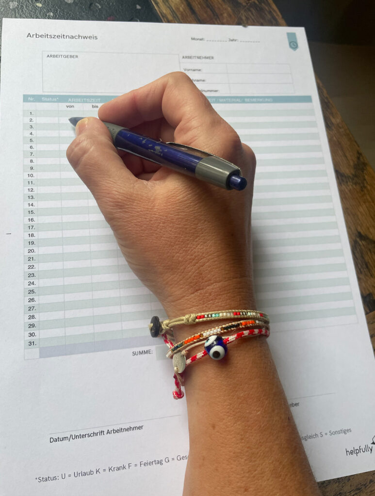 Arbeitszeitnachweis zum Ausdrucken und Ausfüllen als PDF