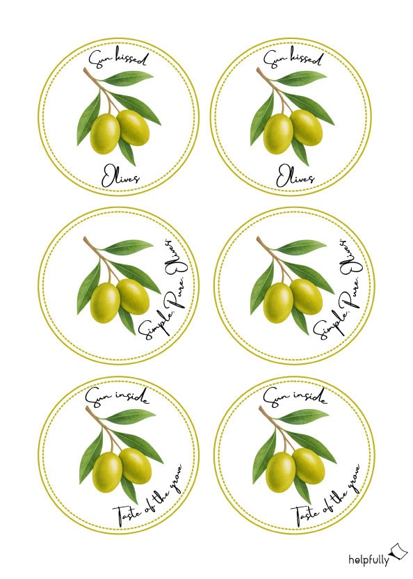 big round Labels for olives printables