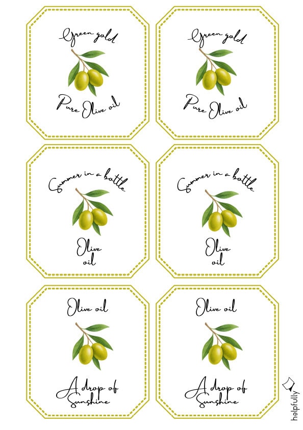 Beautiful Labels for olives printables