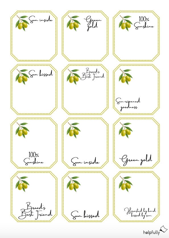 square Labels for olives printables