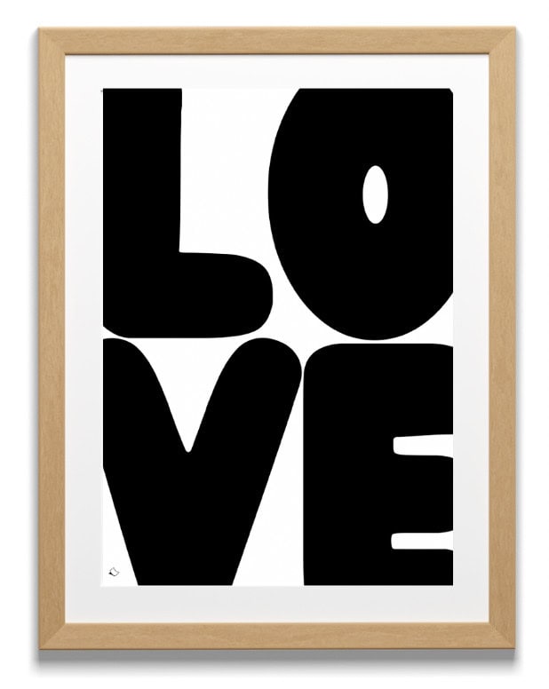 A4 Wandbild mit LOVE Schriftzug zum Ausdrucken als gratis Vorlage