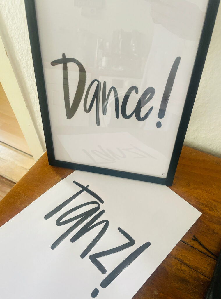 dance printable a4 poster in black and white