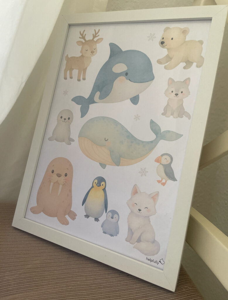 Tierposter in Pastelltönen zum Ausdrucken mit Arktistieren