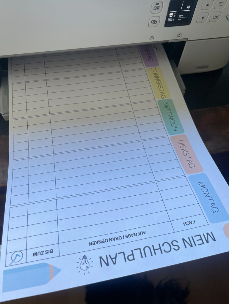 Hausaufgabenplaner zum Ausdrucken