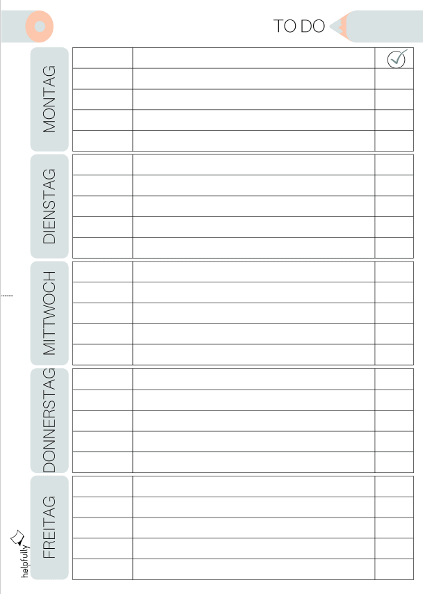 Wochenplaner als To Do Liste zum Ausdrucken