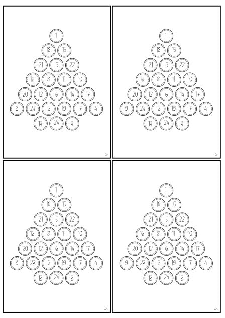 Bastelvorlage mit 4 Adventskalendern zum Ausschneiden