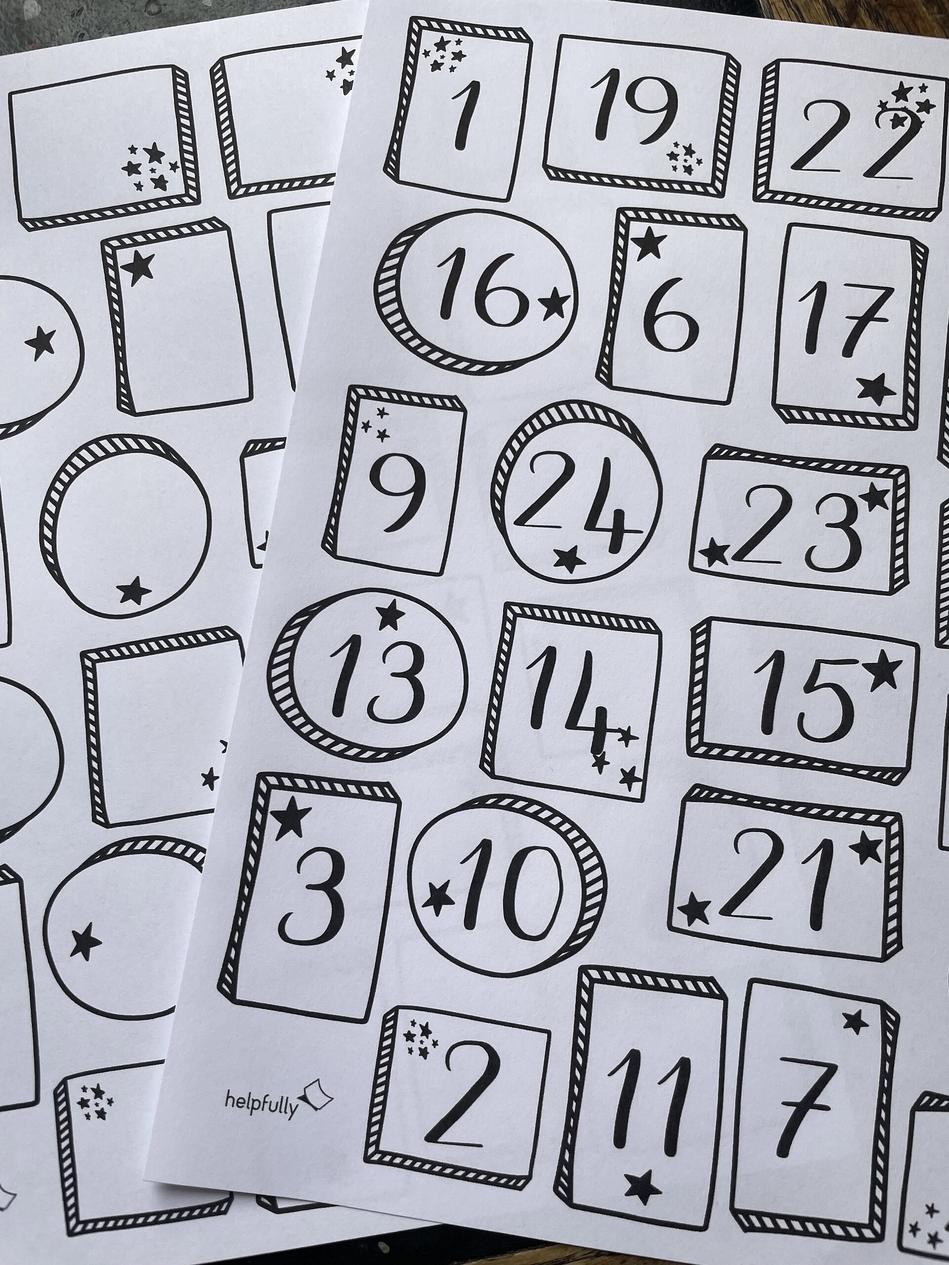 Große Adventskalenderzahlen "1-24" ausdrucken - helpfully.de