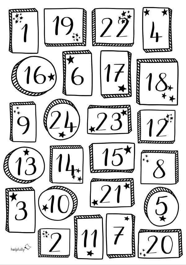 Zahlen für Adventskalender zum Ausdrucken