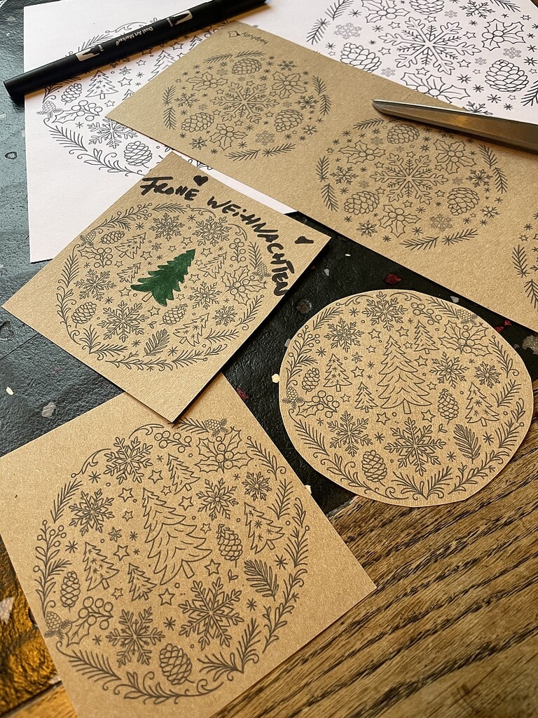 nostalgische Winter-Mandalas zum Ausdrucken, Basteln und Ausmalen