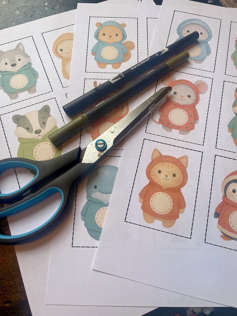 Zahlen-Sticker zum Basteln und Ausdrucken mit niedlichen Wintertieren