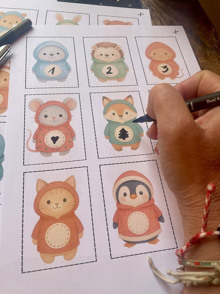 Tiersticker mit Winterlichen Motiven zum Selbstbefüllen aus Ausdrucken