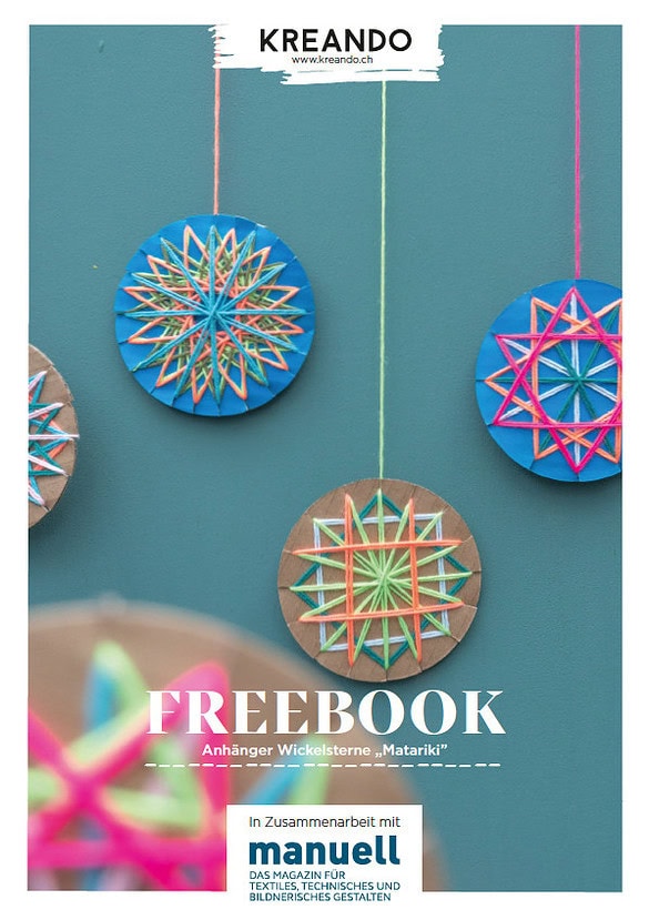 Bastelanleitung Wickelsterne zum Ausdrucken als Freebook von KREANDO