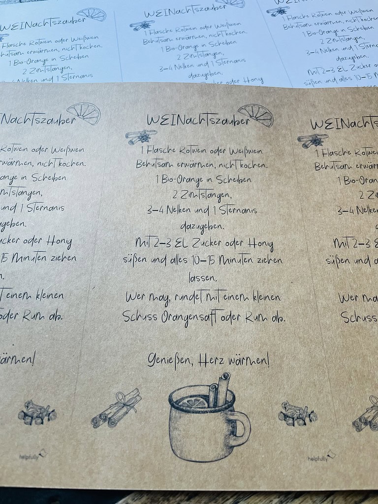 Glühwein Rezept in Kartenform zum Ausdrucken und Verschenken