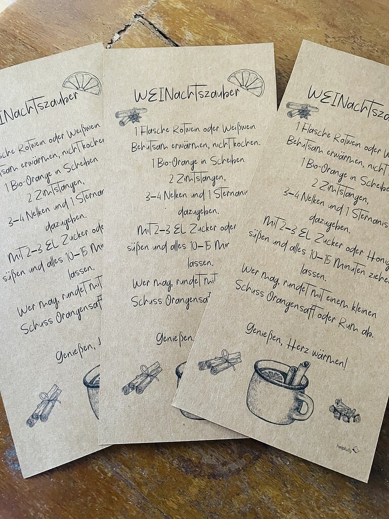 Glühweinzezept in Kartenform zum Ausdrucken und Verschenken