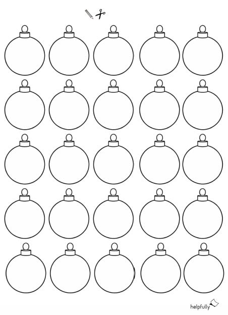 Blanko-Weihnachtskugeln zum Ausdrucken, hier Größe S zum Basteln und Malen