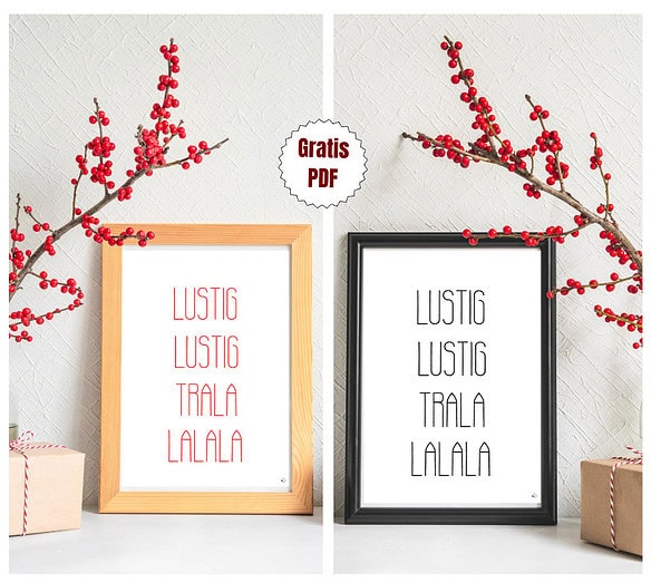 Coole A4 Poster mit Schriftzug Lustig Lustig Trala Lalala zum Ausdrucken als gratis PDF