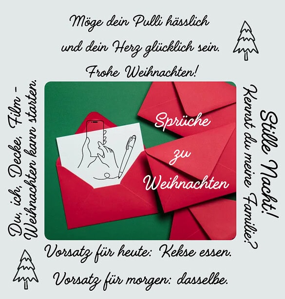 Liste mit kurzen, lustigen und frechen Weihnachtsgrüßen und Sprüchen
