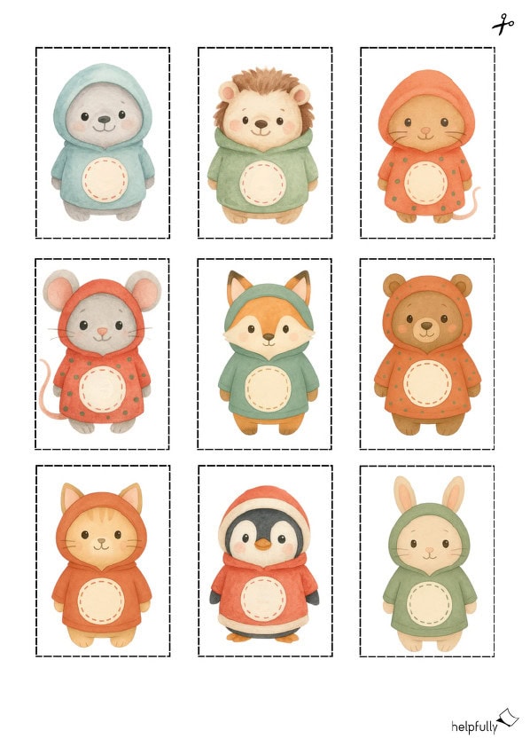 Zahlen-Sticker mit zuckersüßen Wintertieren zum Selbstbeschriften als Gratis-PDF